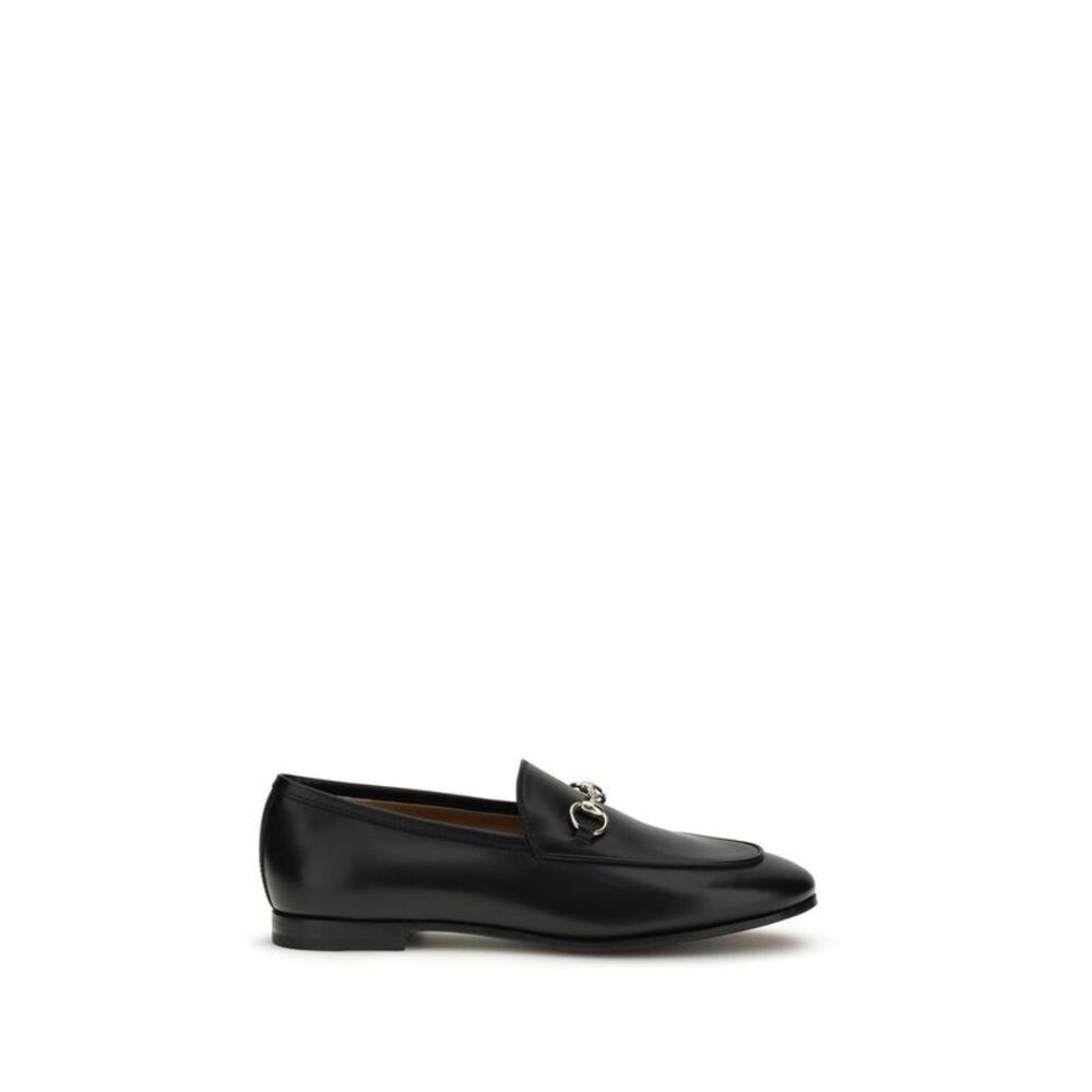 Gucci Black Calf Leather Bos Taurus Slip-On Women's Loafers